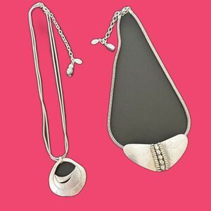 Two BAER SF Silver Tone Patina Necklace bundle